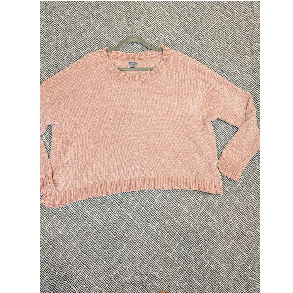 Aerie Pink Sparkle Chenille Sweater XL Soft Cozy Crewneck Pullover